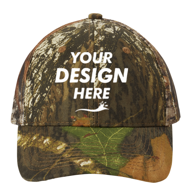 Port Authority Pro Camouflage Series Cap with Mesh Back, Mossy Oak New Break-Up / Mossy Oak New Break-Up, Front view, Mockup