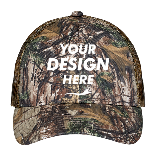 Port Authority Pro Camouflage Series Cap with Mesh Back, Realtree Xtra / Realtree Xtra, Front view, Mockup