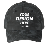 Port Authority Pro Camouflage Series Garment Washed Cap, Kryptek Typhon, Front view, Mockup