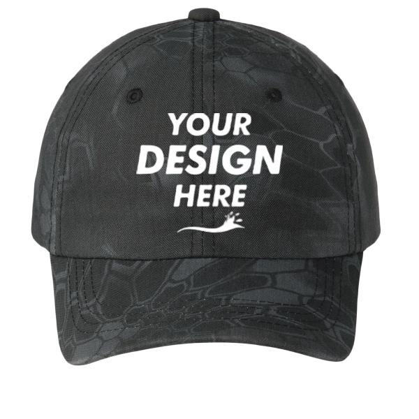 Port Authority Pro Camouflage Series Garment Washed Cap, Kryptek Typhon, Front view, Mockup