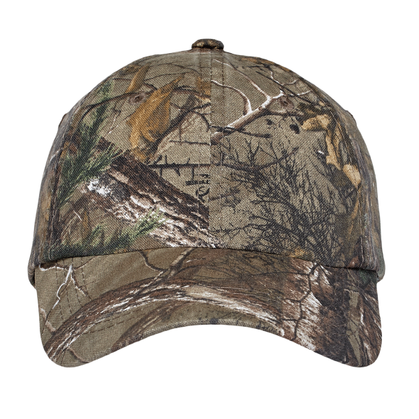 Port Authority Pro Camouflage Series Garment Washed Cap, Realtree Xtra, Front view