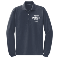 Port Authority Rapid Dry Long Sleeve Polo, Classic Navy, Front view, Mockup