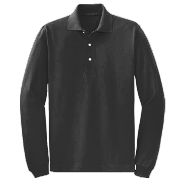Port Authority Rapid Dry Long Sleeve Polo, Jet Black, Front view