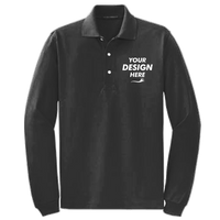 Port Authority Rapid Dry Long Sleeve Polo, Jet Black, Front view, Mockup