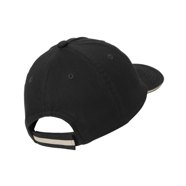 Port Authority Sandwich Bill Cap with Striped Closure, Black / Khaki / Khaki, Back view