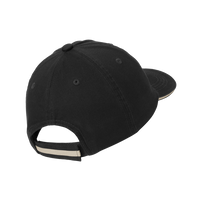 Port Authority Sandwich Bill Cap with Striped Closure, Black / Khaki / Khaki, Back view