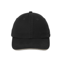 Port Authority Sandwich Bill Cap with Striped Closure, Black / Khaki / Khaki, Front view