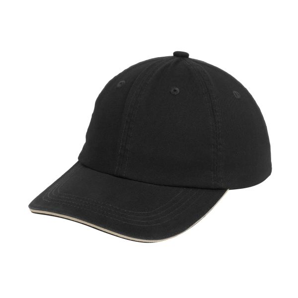 Port Authority Sandwich Bill Cap with Striped Closure, Black / Khaki / Khaki, Left Side view