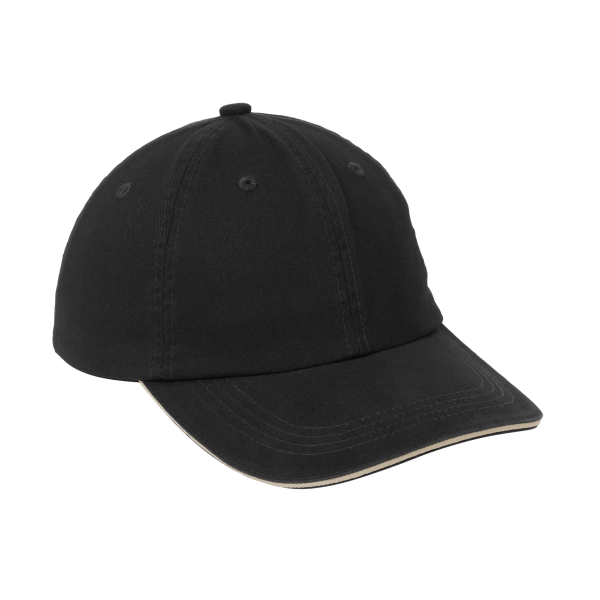 Port Authority Sandwich Bill Cap with Striped Closure, Black / Khaki / Khaki, Right Side view