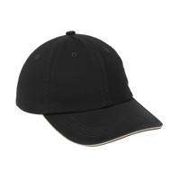 Port Authority Sandwich Bill Cap with Striped Closure, Black / Khaki / Khaki, Right Side view