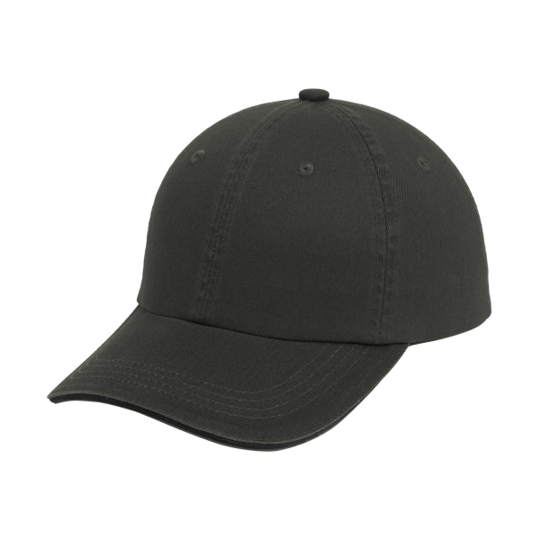 Port Authority Sandwich Bill Cap with Striped Closure, Charcoal / Black / Black, Left Side view