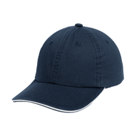 Port Authority Sandwich Bill Cap with Striped Closure, Classic Navy / White / White, Left Side view
