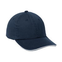 Port Authority Sandwich Bill Cap with Striped Closure, Classic Navy / White / White, Right Side view