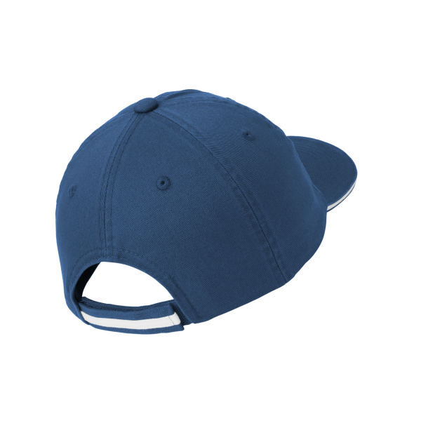 Port Authority Sandwich Bill Cap with Striped Closure, Ensign Blue / White / White, Back view
