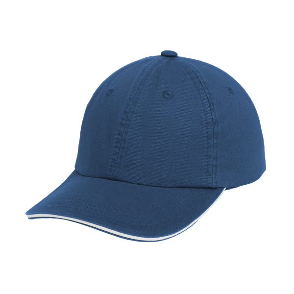 Port Authority Sandwich Bill Cap with Striped Closure, Ensign Blue / White / White, Left Side view
