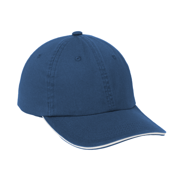 Port Authority Sandwich Bill Cap with Striped Closure, Ensign Blue / White / White, Right Side view