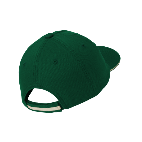 Port Authority Sandwich Bill Cap with Striped Closure, Hunter / Stone / Stone, Back view
