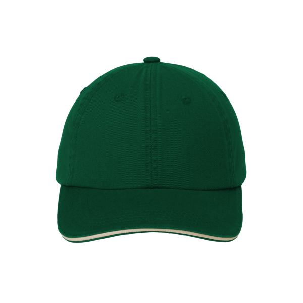 Port Authority Sandwich Bill Cap with Striped Closure, Hunter / Stone / Stone, Front view