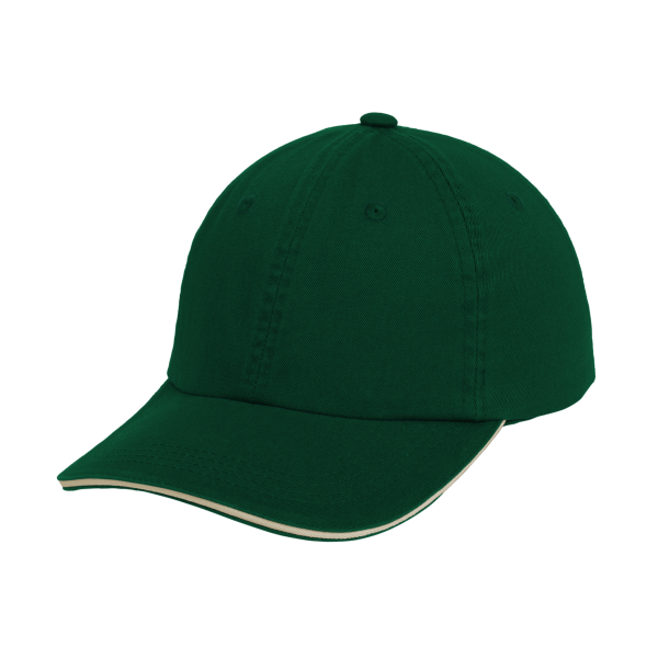 Port Authority Sandwich Bill Cap with Striped Closure, Hunter / Stone / Stone, Left Side view