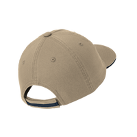 Port Authority Sandwich Bill Cap with Striped Closure, Khaki / Charcoal Blue / Charcoal Blue, Back view