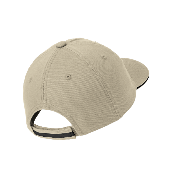 Port Authority Sandwich Bill Cap with Striped Closure, Stone / Black / Black, Back view