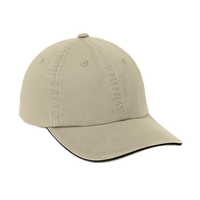 Port Authority Sandwich Bill Cap with Striped Closure, Stone / Black / Black, Right Side view