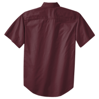 Port Authority Short Sleeve Easy Care Shirt, Burgundy / Light Stone, Back view