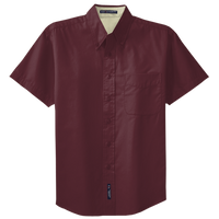 Port Authority Short Sleeve Easy Care Shirt, Burgundy / Light Stone, Front view