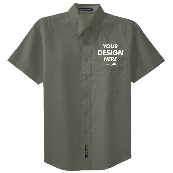 Port Authority Short Sleeve Easy Care Shirt, Clover Green / Clover Green, Front view, Mockup