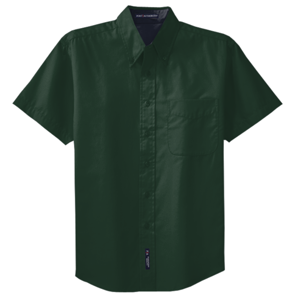 Port Authority Short Sleeve Easy Care Shirt, Dark Green / Navy, Front view