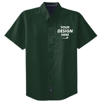 Port Authority Short Sleeve Easy Care Shirt, Dark Green / Navy, Front view, Mockup