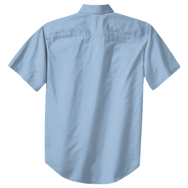 Port Authority Short Sleeve Easy Care Shirt, Light Blue / Light Stone, Back view