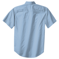 Port Authority Short Sleeve Easy Care Shirt, Light Blue / Light Stone, Back view