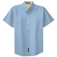 Port Authority Short Sleeve Easy Care Shirt, Light Blue / Light Stone, Front view