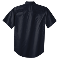 Port Authority Short Sleeve Easy Care Shirt, Navy / Light Stone, Back view