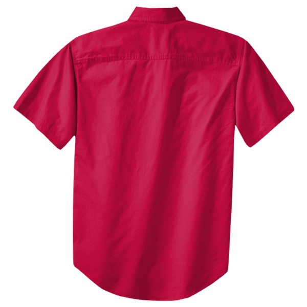 Port Authority Short Sleeve Easy Care Shirt, Red / Light Stone, Back view