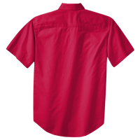Port Authority Short Sleeve Easy Care Shirt, Red / Light Stone, Back view