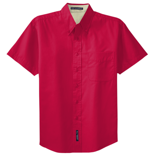Port Authority Short Sleeve Easy Care Shirt, Red / Light Stone, Front view