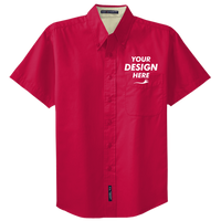 Port Authority Short Sleeve Easy Care Shirt, Red / Light Stone, Front view, Mockup