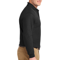 Port Authority Silk Touch Long Sleeve Polo, Black, Right Sleeve view
