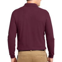 Port Authority Silk Touch Long Sleeve Polo, Burgundy, Back view