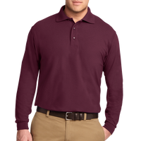 Port Authority Silk Touch Long Sleeve Polo, Burgundy, Front view