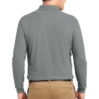 Port Authority Silk Touch Long Sleeve Polo, Cool Grey, Back view