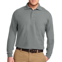Port Authority Silk Touch Long Sleeve Polo, Cool Grey, Front view