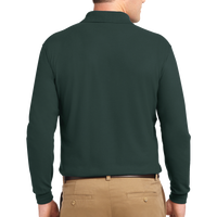 Port Authority Silk Touch Long Sleeve Polo, Dark Green, Back view