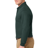Port Authority Silk Touch Long Sleeve Polo, Dark Green, Left Sleeve view