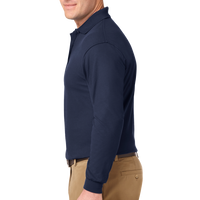 Port Authority Silk Touch Long Sleeve Polo, Navy, Left Sleeve view