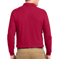 Port Authority Silk Touch Long Sleeve Polo, Red, Back view