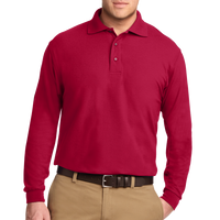 Port Authority Silk Touch Long Sleeve Polo, Red, Front view