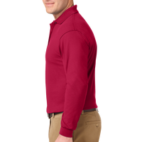 Port Authority Silk Touch Long Sleeve Polo, Red, Left Sleeve view